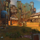The entrance to Junkertown is seen, with its rusted gate closed before an Overwatch 2 match.